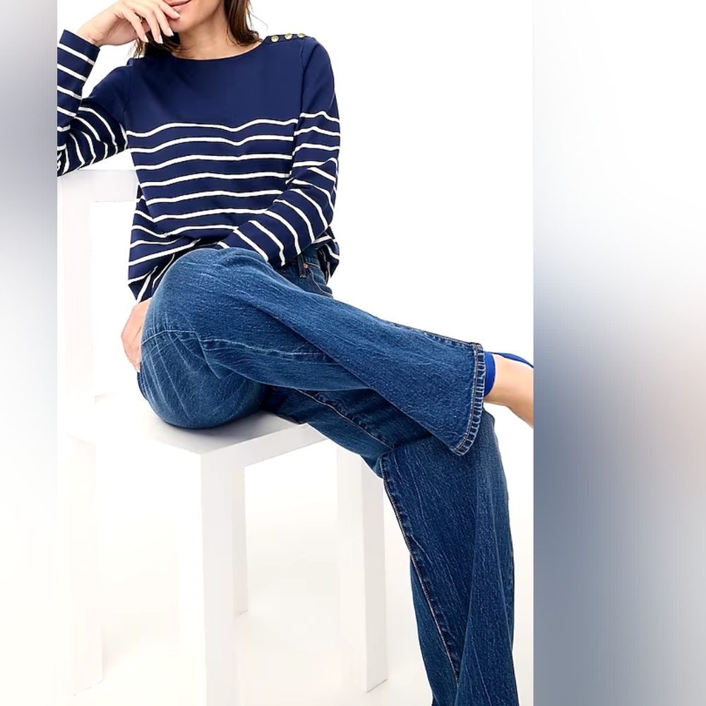 J crew factory Striped button-shoulder tee size M